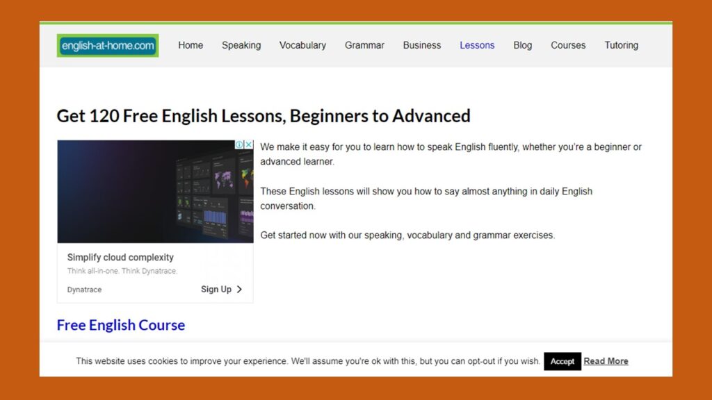 Cursos de inglês gratuitos: english at home