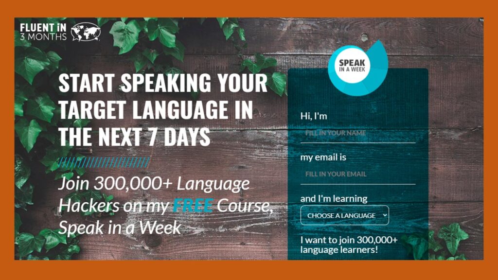 Site para aprender idioma speak in a week.